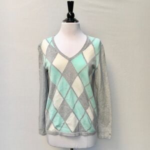 TOMMY HILFIGER Pima Cotton Argyle Sweater Size M